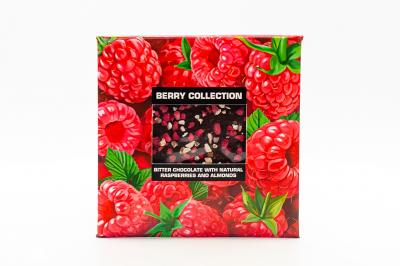 Шоколад горький World&Time BERRY COLLECTION с натуральной малиной и миндалем 80 гр